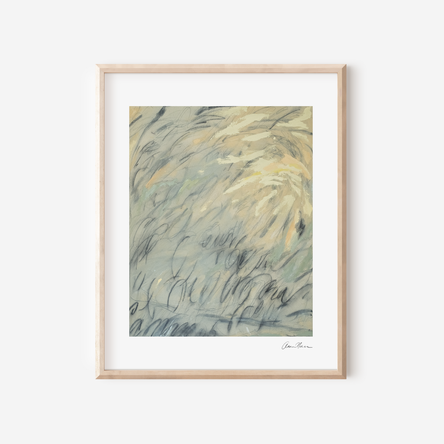 Time Slipped Away Framed abstract art print on a white wall